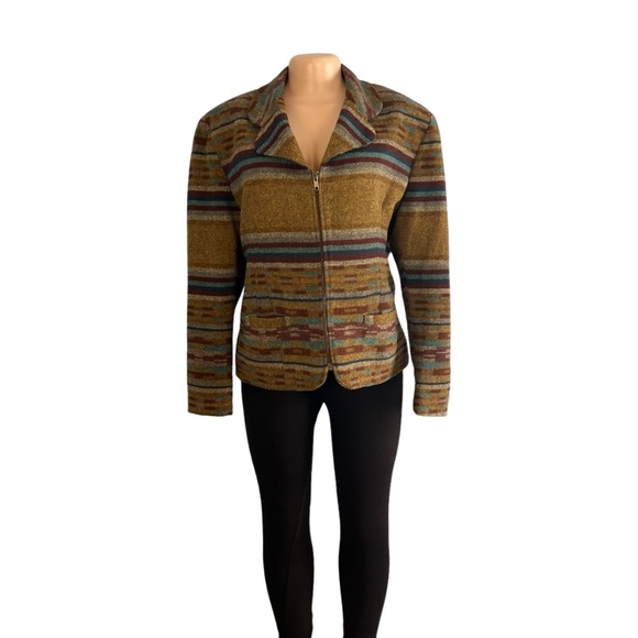 Vintage Western Wool Blend Coat Tribal Southwest Jacket - Picture 7 of 9